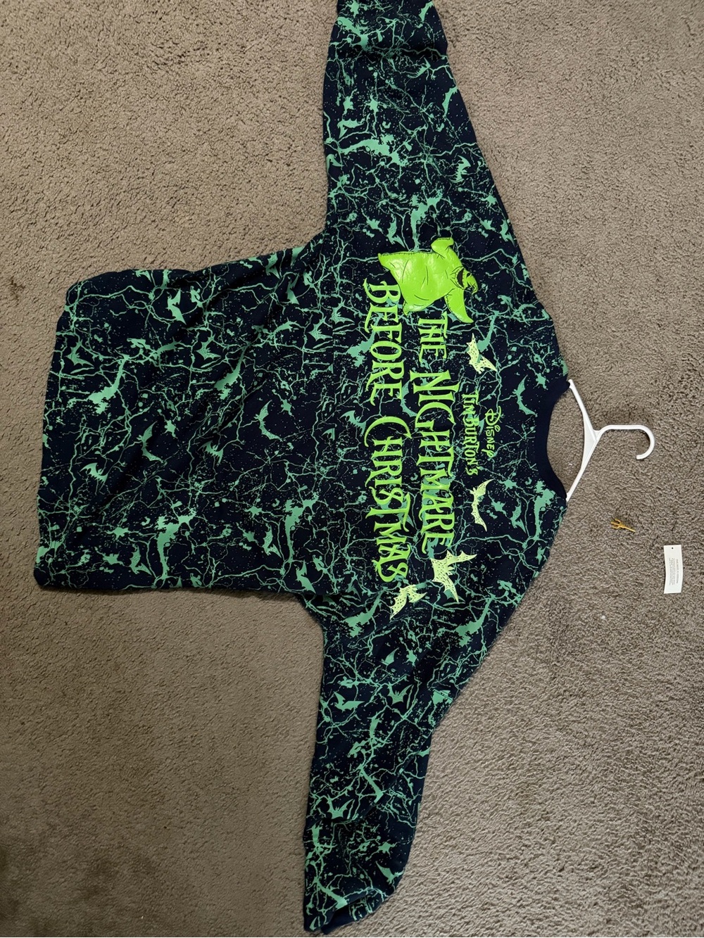 Disney The Nightmare Before Christmas Black and Neon Green Marble Sweatshirt